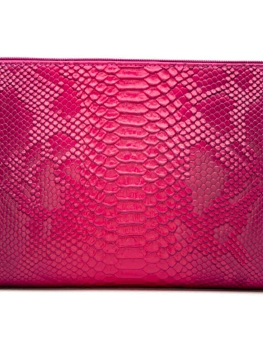 Red Vegan Leather Snakeskin Textured Cosmetic bag